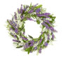 Kranz aus Olivenzweigen, Rosmarinzweigen und Lavendelblüten / Olia europaea, Rosmarinus officinalis, Lavandula angustifolia